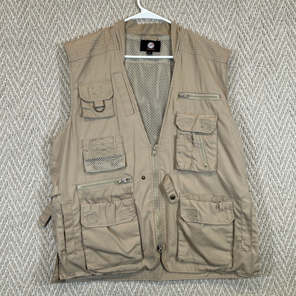 Rothco Vest Mens Small Brown Canvas Hunting Utility Fishing Outback Gorpcore